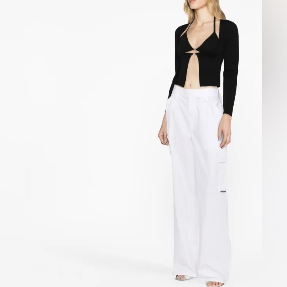 Alexander Wang- High-waisted cotton cargo pants in Bright White